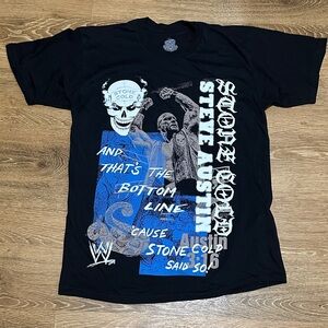 WWE Stone Cold Steve Austin Black Blue Graphic Tee